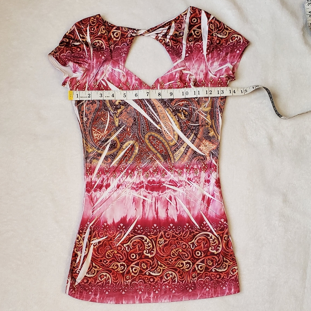 Paisley pink top, Size Sm
